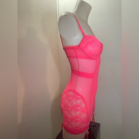 Neon Pink Very Sexy Victoria’s Secret Gartered Slipdress - Picture 7 of 11